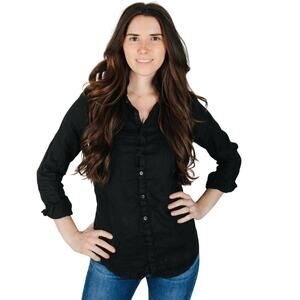 CP SHADES Women’s Romy Black Linen Blouse size small